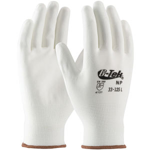 Large White Seamless Knit Nylon Gloves W Polyurethane Coated Palm Fingers Pair Fastenal