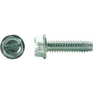 18-8 Stainless Steel Thread Cutting Screw Pack of 100 #6-32 Thread Size Slotted Drive 3/8 Length Hex Washer Head Type 23 Plain Finish