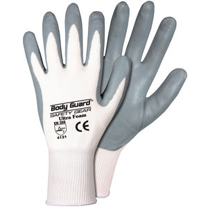 L Ultra Foam Series 203 13ga White Nylon Shell Gray Foam Nitrile Palm Coated Body Guard Glove Pair Fastenal