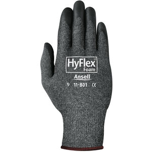 Size 9 Hyflex 11 801 Black Grey 15 Gauge Nylon Liner Foam Nitrile Palm Coated Glove Pr Fastenal