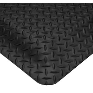 Wearwell Diamond-Plate SpongeCote Anti-fatigue Mat - Black w/Yellow