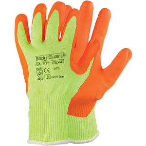 L Series Ec1014 Hi Vis Yellow Orange Foam Nitrile Coated Hppe Blend Knitwrist Palm Coated Cut Resistant Glove Fastenal